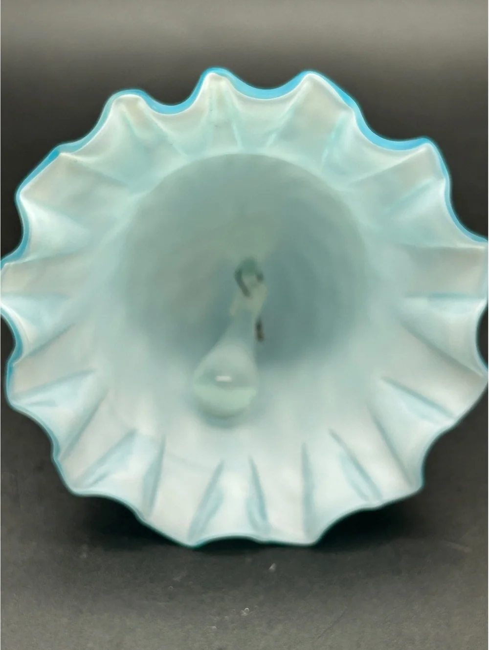 Vintage Murano Blown Glass Bell Satin Blue Diamond Optic